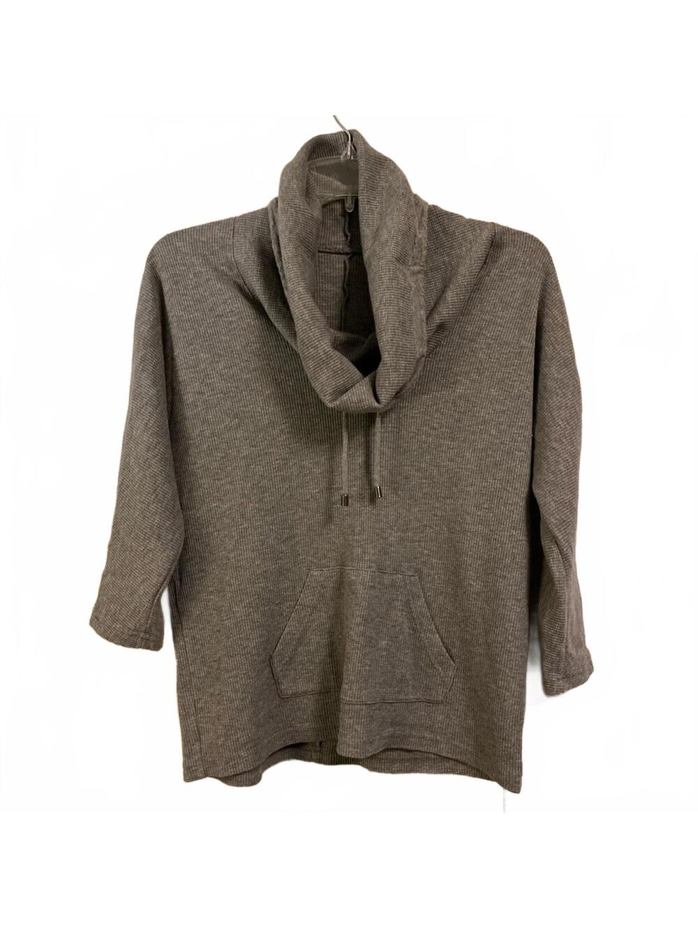 Style & Co Sport Gray Textured Cowl Neck Top Casual Athleisure Pullover